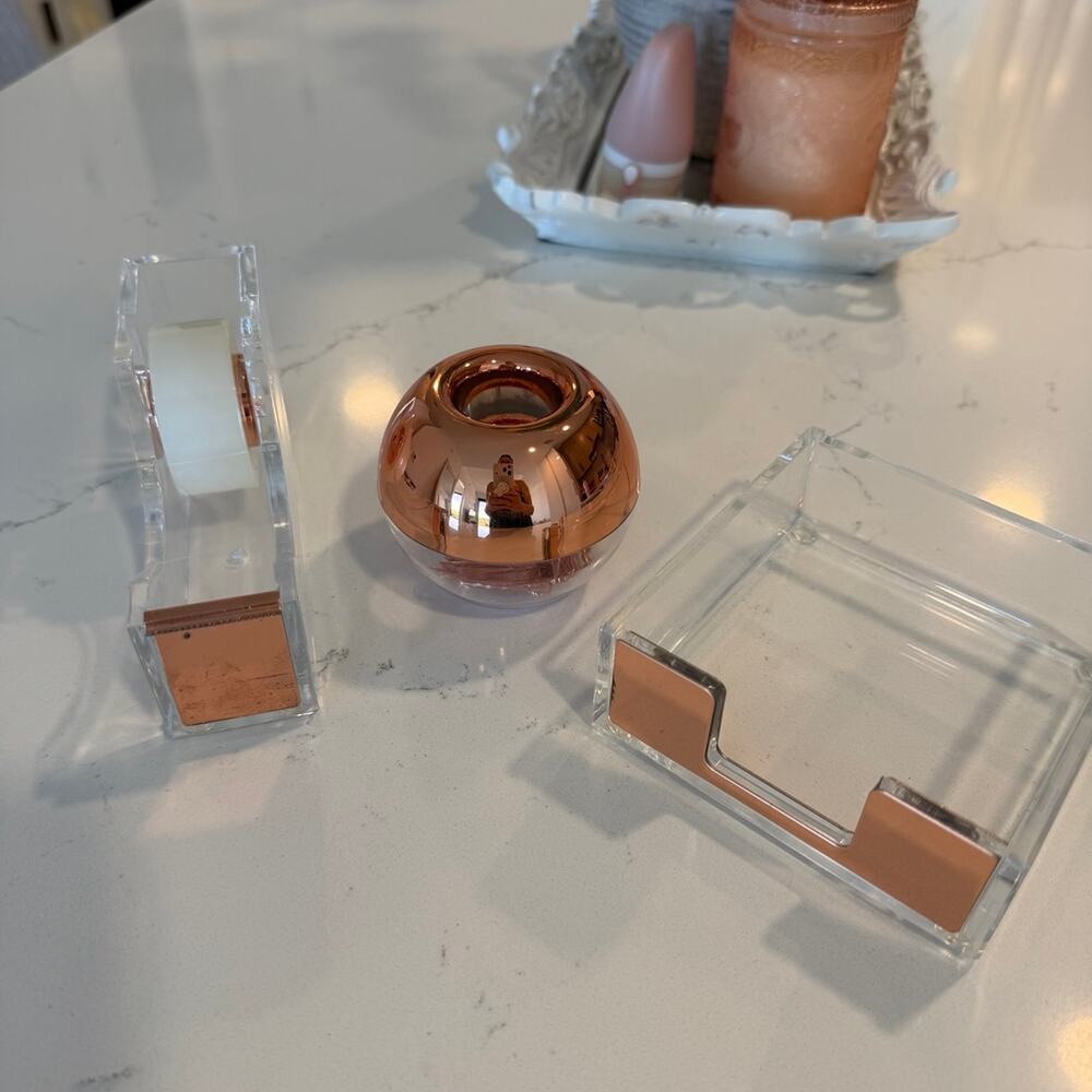 Rose Gold Clear Acrylic Desk Accessory Set